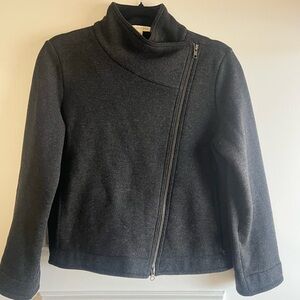 EILEEN FISHER like new. Never worn.  MOTO Wool Zipper Split Neck Gray Jacket